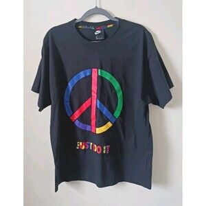 Nike Vintage Mens Black T Shirt Just Do It Size L